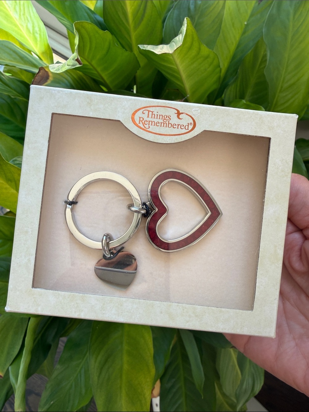 Things Remembered Keychain Silver & Red Enamel Heart w Engravable 💗 tag  518026